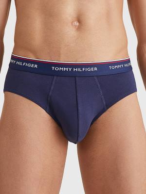 Bielizny Tommy Hilfiger 3-Pack Bawełniane Briefs Męskie Niebieskie | TH704ONC