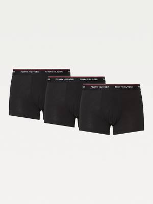 Bielizny Tommy Hilfiger 3-Pack Premium Logo Waistband Trunks Męskie Czarne | TH187LBT