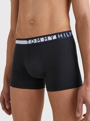 Bielizny Tommy Hilfiger 3-Pack Statement Waistband Trunks Męskie Czarne | TH104DSL