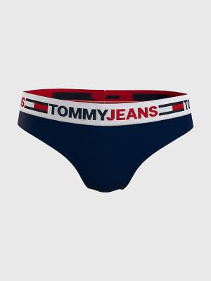 Bielizny Tommy Hilfiger Curve Logo Waistband Brazilian Briefs Damskie Niebieskie | TH915ZGD