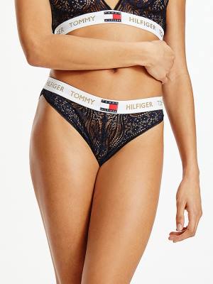 Bielizny Tommy Hilfiger Koronkowe Logo Waistband Briefs Damskie Niebieskie | TH012SBL