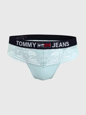 Bielizny Tommy Hilfiger Koronkowe Tanga Briefs Damskie Niebieskie | TH102RVP