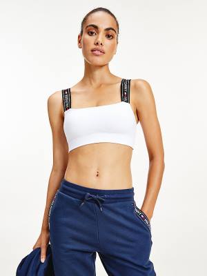 Bielizny Tommy Hilfiger Logo Paskiem Bralette Damskie Białe | TH098GSJ