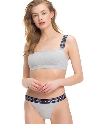 Bielizny Tommy Hilfiger Logo Paskiem Bralette Damskie Szare | TH803HZC