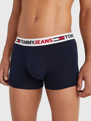 Bielizny Tommy Hilfiger Logo Waistband Trunks Męskie Niebieskie | TH497ZCE