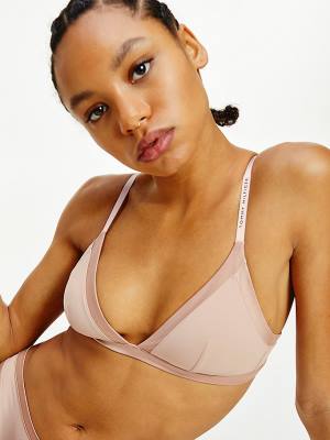 Bielizny Tommy Hilfiger Satin Trim Triangle Bra Damskie Beżowe | TH970EKZ