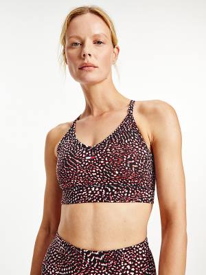 Bielizny Tommy Hilfiger Sportowe Low Support Printed Racerback Bra Damskie Fioletowe | TH260RSH