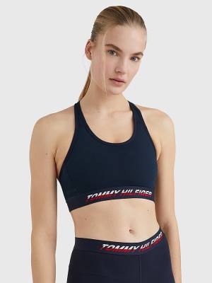 Bielizny Tommy Hilfiger Sportowe Medium Support Tape Bra Damskie Niebieskie | TH319SGX