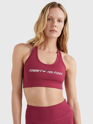 Bielizny Tommy Hilfiger Sportowe Medium Support Logo Bra Damskie Czerwone | TH726VTR