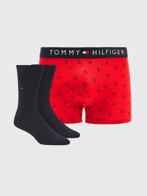 Bielizny Tommy Hilfiger Stretch Bawełniane Trunks And Socks Set Męskie Brązowe | TH127TWB