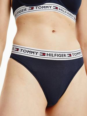 Bielizny Tommy Hilfiger Stretch Bawełniane Brazilian Briefs Damskie Niebieskie | TH857KPZ