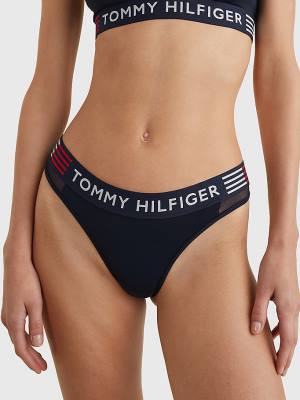 Bielizny Tommy Hilfiger TH Stretch Colour-Blocked Stringi Damskie Niebieskie | TH591XVQ