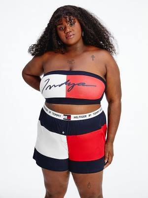 Bielizny Tommy Hilfiger TOMMYXINDYA Curve Bandeau Damskie Niebieskie | TH793SXV