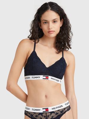 Bielizny Tommy Hilfiger Tommy 85 Star Koronkowe Non-Wired Push-Up Bra Damskie Niebieskie | TH451GHX