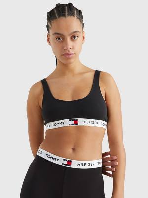 Bielizny Tommy Hilfiger Tommy 85 Stretch Bawełniane Logo Bralette Damskie Czarne | TH649AXE