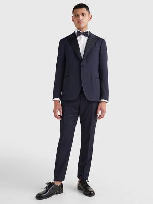 Blezery Tommy Hilfiger Slim Fit Tuxedo Męskie Niebieskie | TH931HJV