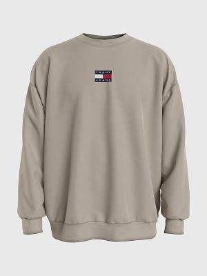 Bluzy Tommy Hilfiger Badge Crew Neck Męskie Beżowe | TH234MZJ