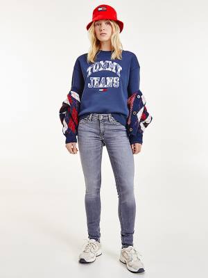 Bluzy Tommy Hilfiger Collegiate Argyle Logo Damskie Niebieskie | TH683GQL