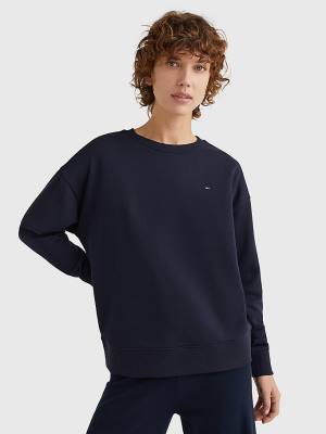 Bluzy Tommy Hilfiger Crew Neck Relaxed Fit Damskie Niebieskie | TH763PBQ