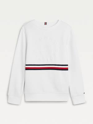 Bluzy Tommy Hilfiger Embossed Banded Chłopięce Białe | TH234VTZ