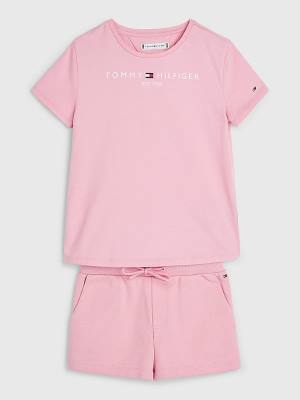 Bluzy Tommy Hilfiger Essential And Shorts Set Dziewczynka Różowe | TH197ESN