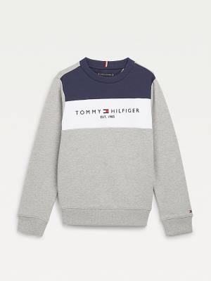 Bluzy Tommy Hilfiger Essential Colour-Blocked Organic Bawełniane Chłopięce Szare | TH607WFB