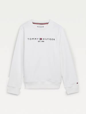 Bluzy Tommy Hilfiger Essential Logo Dziewczynka Białe | TH361HJC