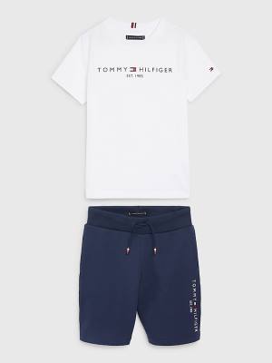 Bluzy Tommy Hilfiger Essential Shorts And Set Chłopięce Niebieskie | TH189NWK