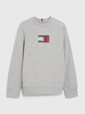 Bluzy Tommy Hilfiger Graphic Tape Logo Chłopięce Szare | TH579BWN