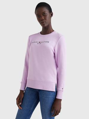 Bluzy Tommy Hilfiger Organic Bawełniane Crew Neck Damskie Fioletowe | TH240EHP