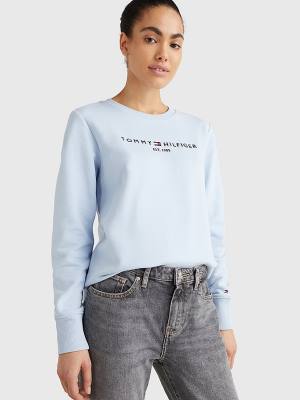 Bluzy Tommy Hilfiger Organic Bawełniane Crew Neck Damskie Niebieskie | TH465MYT