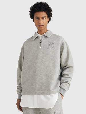 Bluzy Tommy Hilfiger Prep Crest Quarter-Zip Męskie Szare | TH549VGW