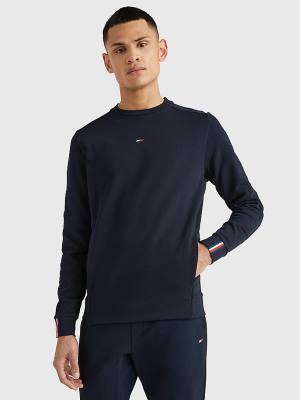 Bluzy Tommy Hilfiger Sportowe Essential Organic Bawełniane Męskie Niebieskie | TH210FWB