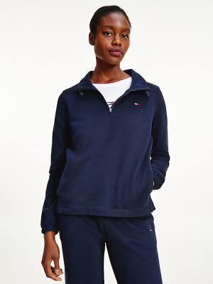 Bluzy Tommy Hilfiger Sportowe TH Cool Half-Zip Damskie Niebieskie | TH614QBP