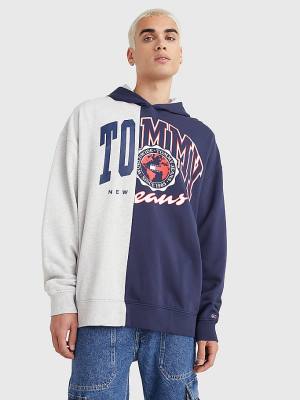 Bluzy Z Kapturem Tommy Hilfiger Archive Organic Bawełniane Logo Męskie Niebieskie | TH563YXN