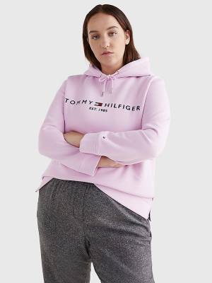 Bluzy Z Kapturem Tommy Hilfiger Curve Logo Drawstring Damskie Fioletowe | TH160VOG