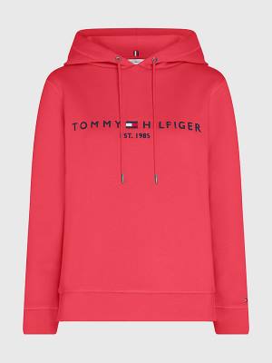 Bluzy Z Kapturem Tommy Hilfiger Curve Logo Drawstring Damskie Różowe | TH236EYX