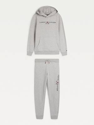 Bluzy Z Kapturem Tommy Hilfiger Essential And Joggers Set Chłopięce Szare | TH460XYP