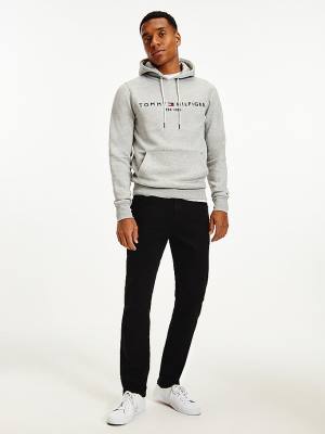 Bluzy Z Kapturem Tommy Hilfiger Logo Flex Fleece Męskie Szare | TH358JPD