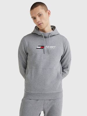 Bluzy Z Kapturem Tommy Hilfiger Sportowe Essential TH Cool Męskie Szare | TH408EQF