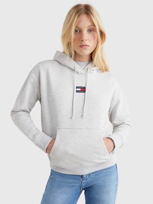 Bluzy Z Kapturem Tommy Hilfiger Tommy Badge Damskie Szare | TH893MNC