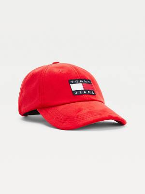 Czapki Tommy Hilfiger Badge Velvet Cap Damskie Czerwone | TH546NIR