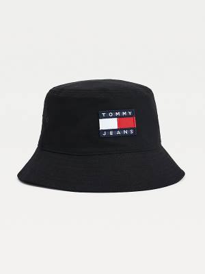 Czapki Tommy Hilfiger Flag Patch Bucket Damskie Czarne | TH067RYQ