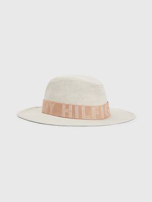 Czapki Tommy Hilfiger Iconic Linen Fedora Damskie Beżowe | TH435KZB