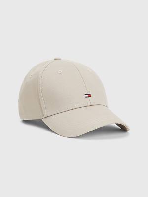 Czapki Tommy Hilfiger Organic Bawełniane Flag Embroidery Cap Męskie Beżowe | TH073WRU