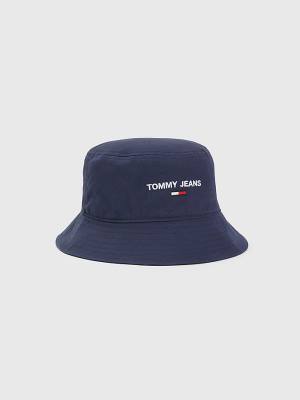 Czapki Tommy Hilfiger Organic Bawełniane Bucket Męskie Niebieskie | TH145PLS