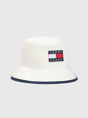 Czapki Tommy Hilfiger Organic Bawełniane Bucket Damskie Białe | TH243PWI