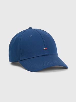 Czapki Tommy Hilfiger Organic Bawełniane Flag Embroidery Cap Męskie Niebieskie | TH894YGN