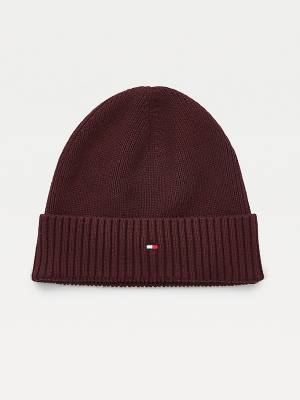 Czapki Tommy Hilfiger Pima Bawełniane Cashmere Cuffed Beanie Męskie Czerwone | TH375BPI