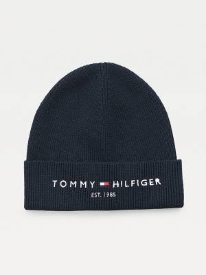 Czapki Tommy Hilfiger TH Established Knitted Bawełniane Beanie Męskie Niebieskie | TH175FCN